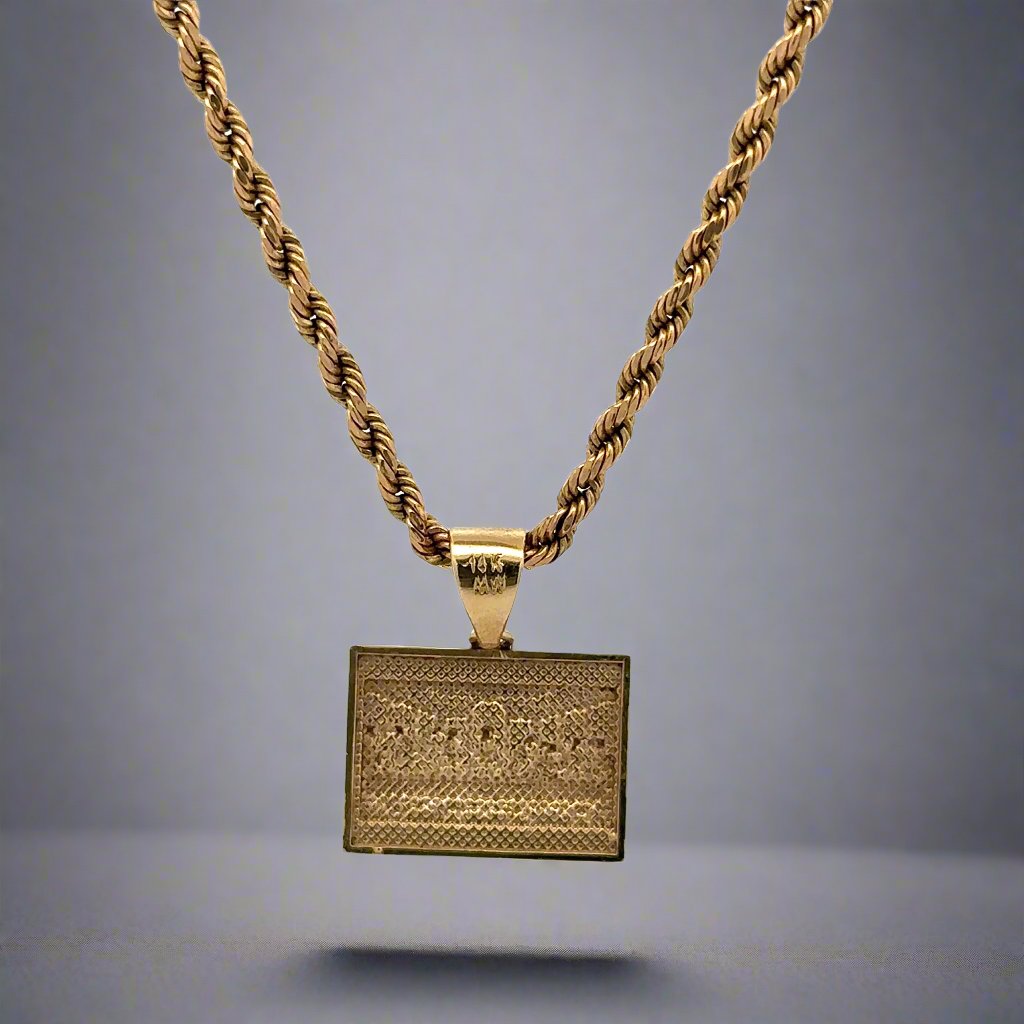 back of necklace with 14K stamp on pendant