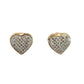 front of yellow and white gold heart earrings with small round diamonds on the heart