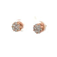 Diagonal view of rose gold diamond earrings