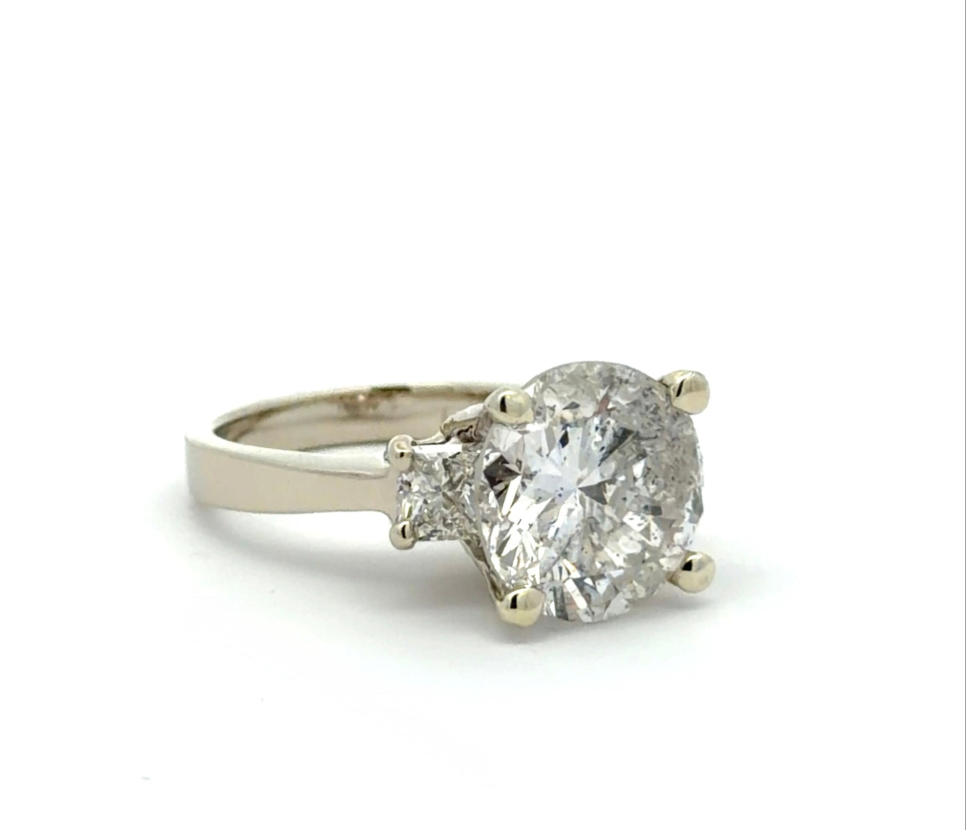 Diagonal view of diamond ring white background