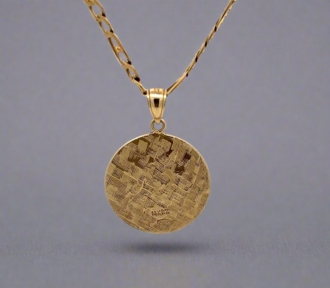 Back of necklace with 14K stamp on pendant