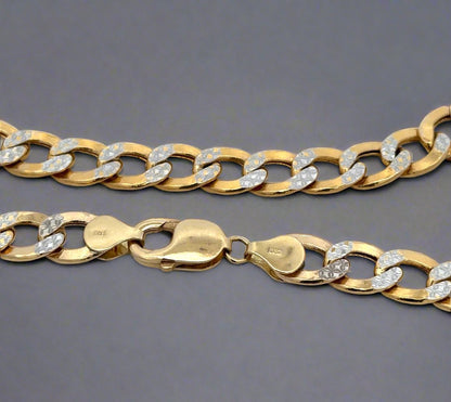 14K Yellow + White Gold Two-Toned Diamond Cut 9.2mm 26" Curb Link Chain