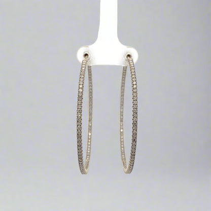 Front of white gold diamond hoops