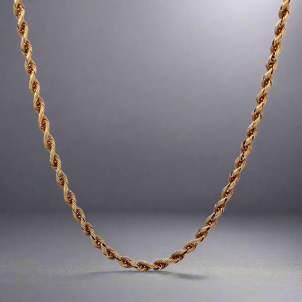 22in Gold Rope Chain 14K Yellow Gold 22