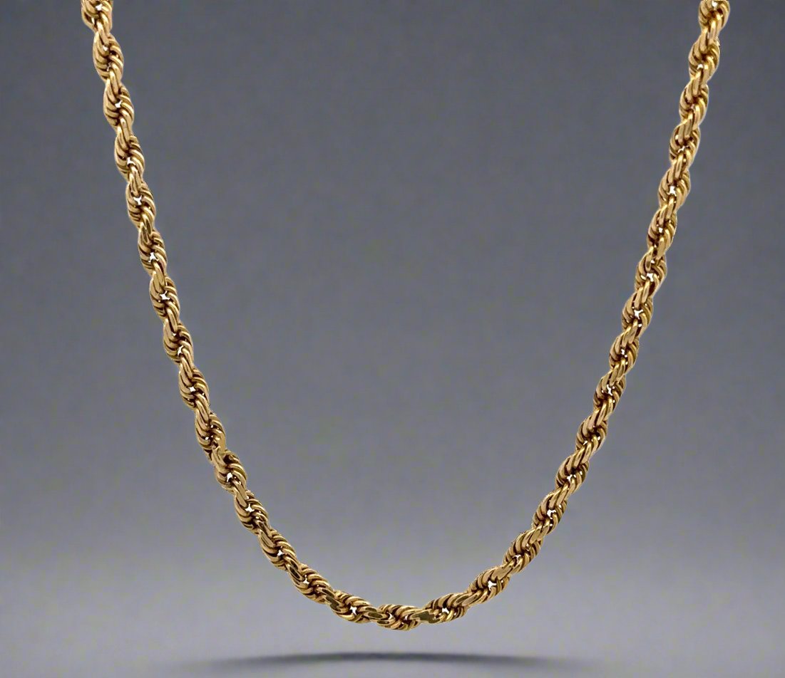 14K Yellow Gold 21.25" 2.8mm Unisex Rope Chain