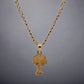 14K Yellow Gold Palm Tree + 10K Two-toned Diamond-cut Yellow + White Gold Figaro Link Necklace