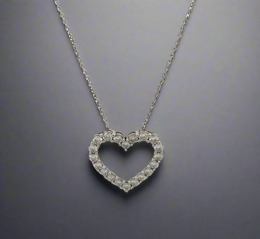 Front of diamond heart necklace