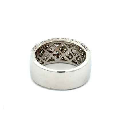 White gold ring with round diamonds on half the band