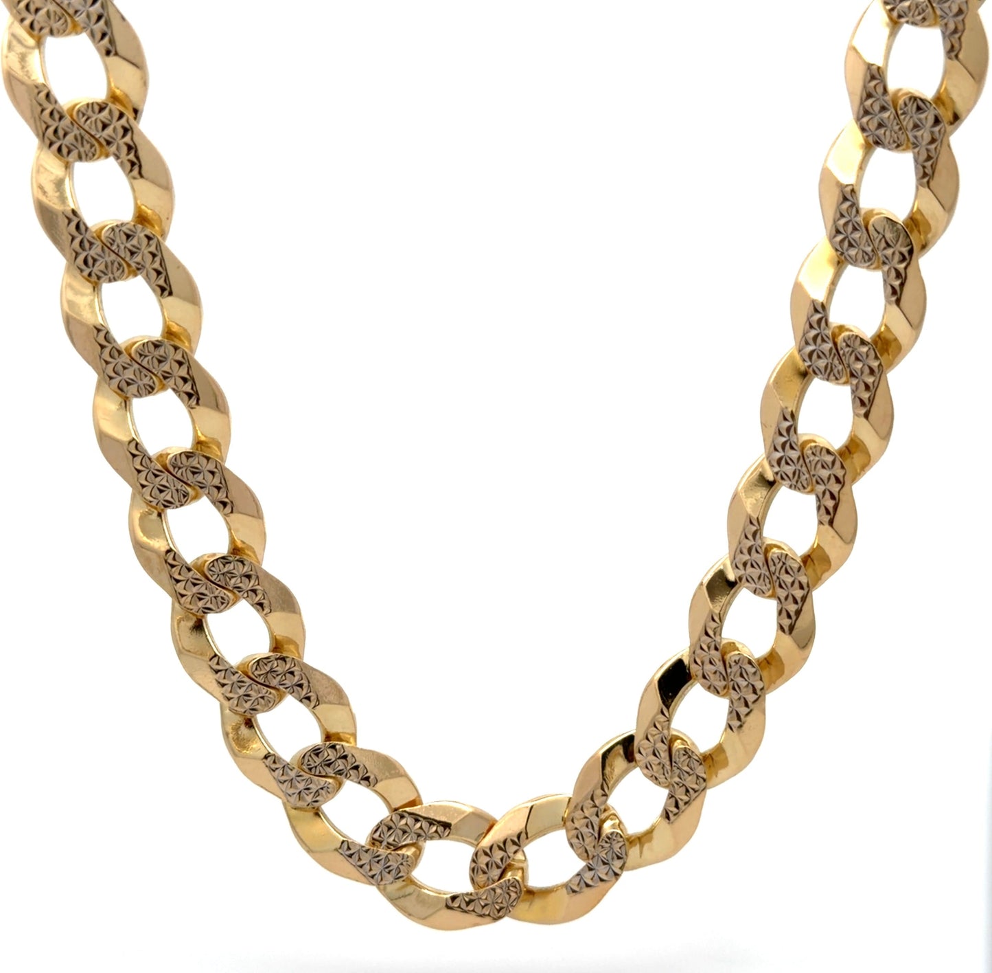 Yellow & white gold chain on white background