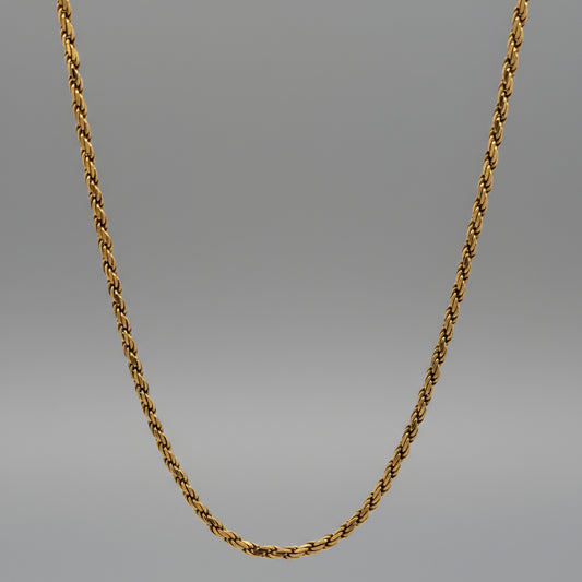 14K Solid Yellow Gold 24" 2mm Rope Chain