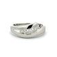 White gold ring with 4 round diamonds on a white background