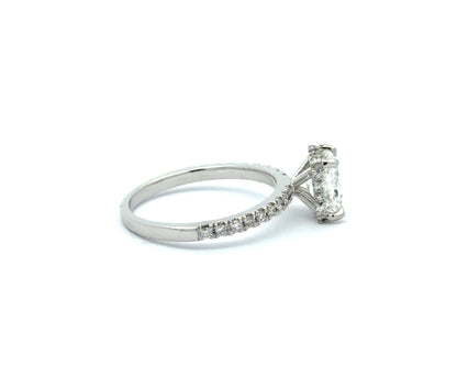 Radiant-cut diamond engagement ring in 14K white gold