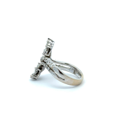 Side of white gold ring with diamonds on a white background