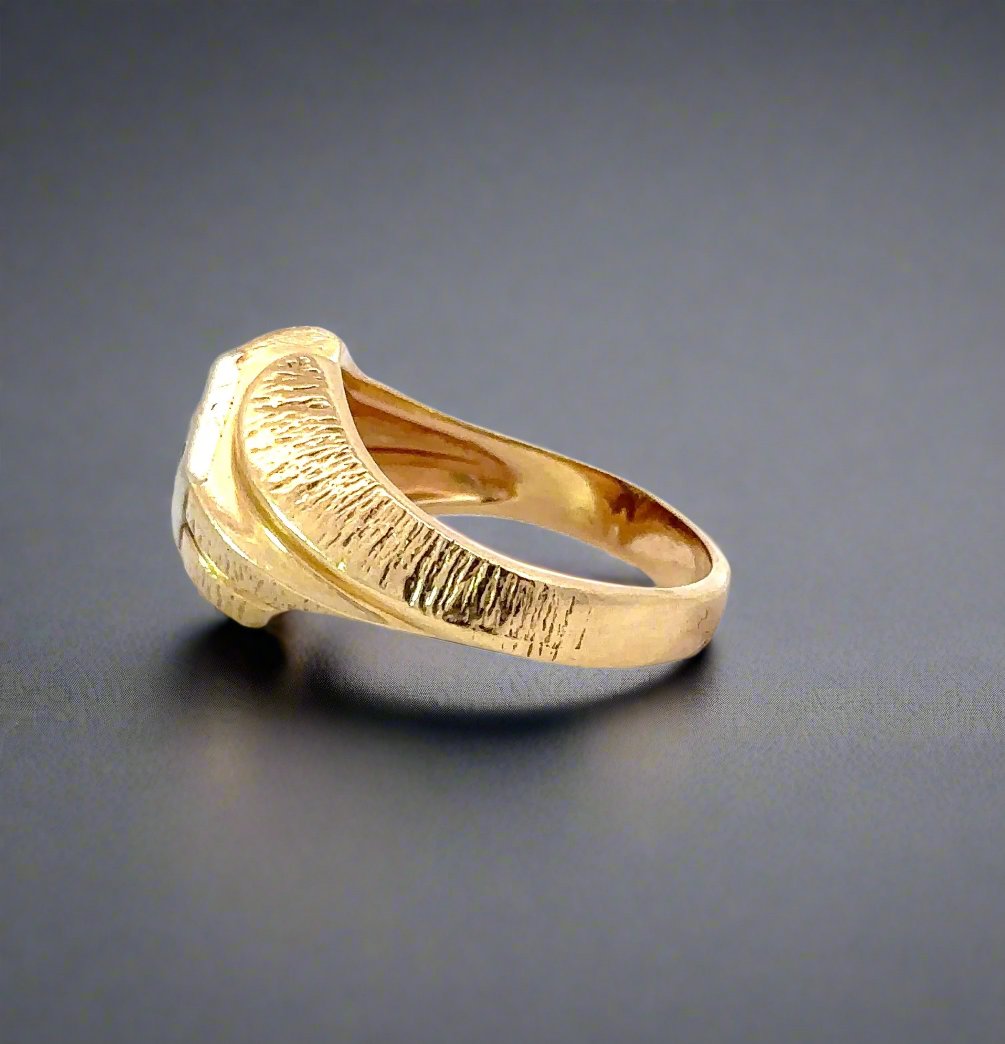 Side of ring with textured gold