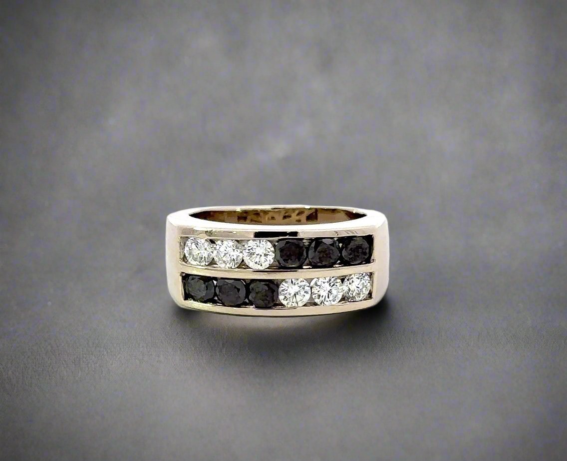 front of white gold men's band ring