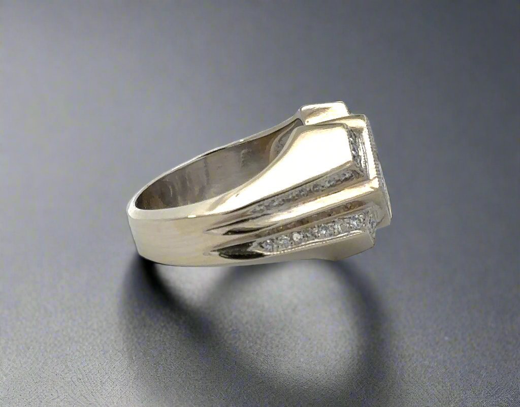 14K White Gold 1.6TCW Princess-Cut Diamond Men's Fashion Band Ring