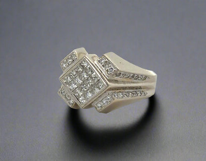 14K White Gold 1.6TCW Princess-Cut Diamond Men's Band Ring