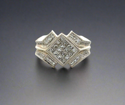 14K White Gold 1.6TCW Princess-Cut Diamond Men's Band Ring