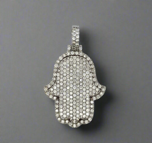 Front of diamond hamsa pendant