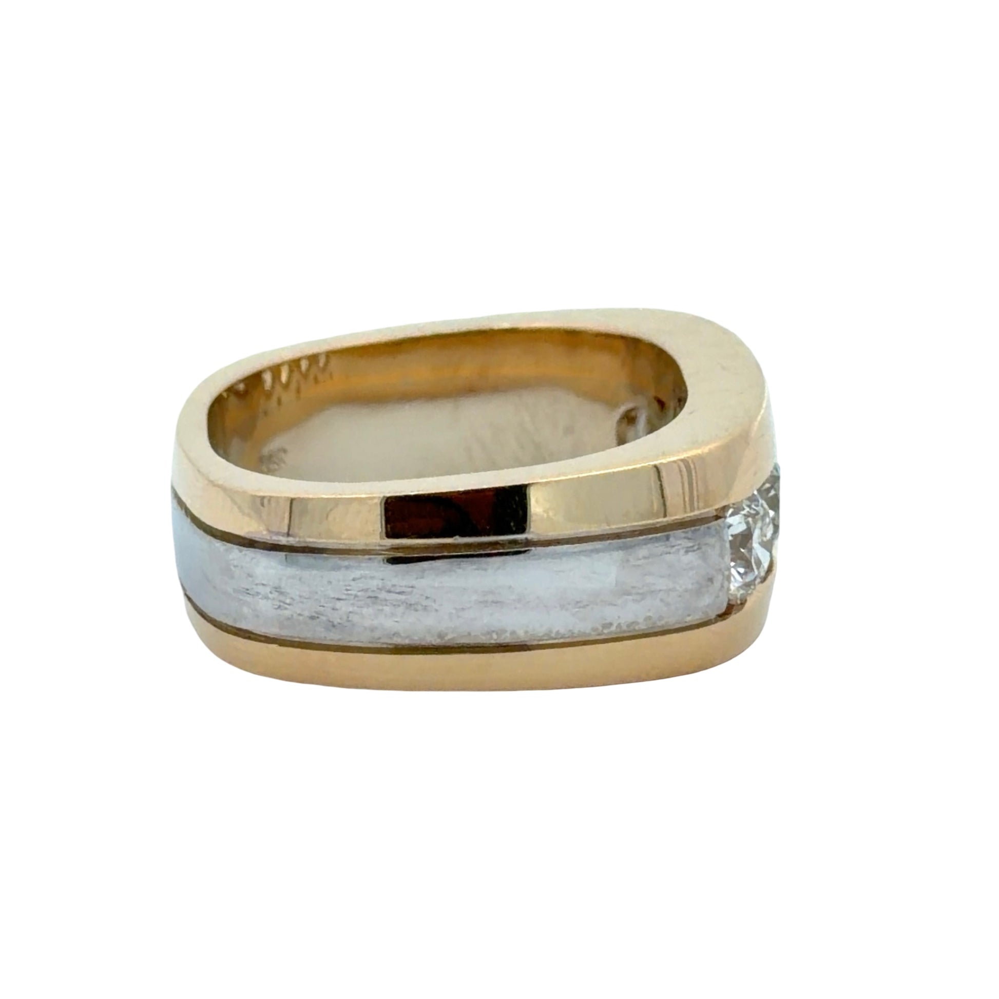 Side of two-tone ring on white background