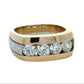 Two-tone band ring with 4 diamonds on white background