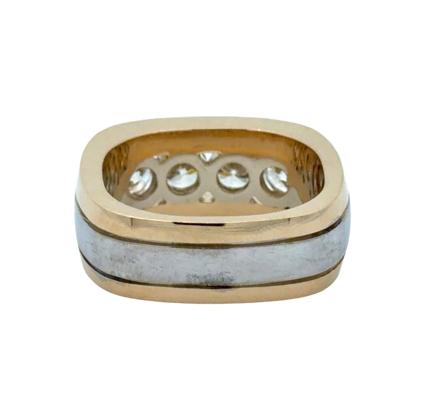Back of two-tone ring on white background