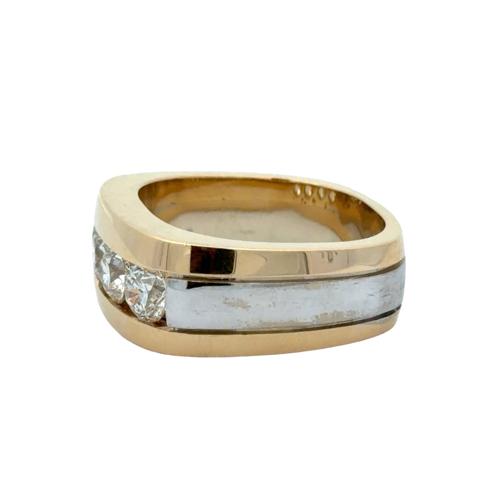 Side of two-tone ring on white background