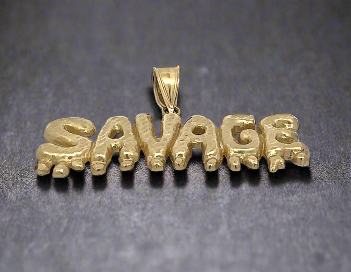 10K Yellow Gold Savage Drip Unisex Pendant