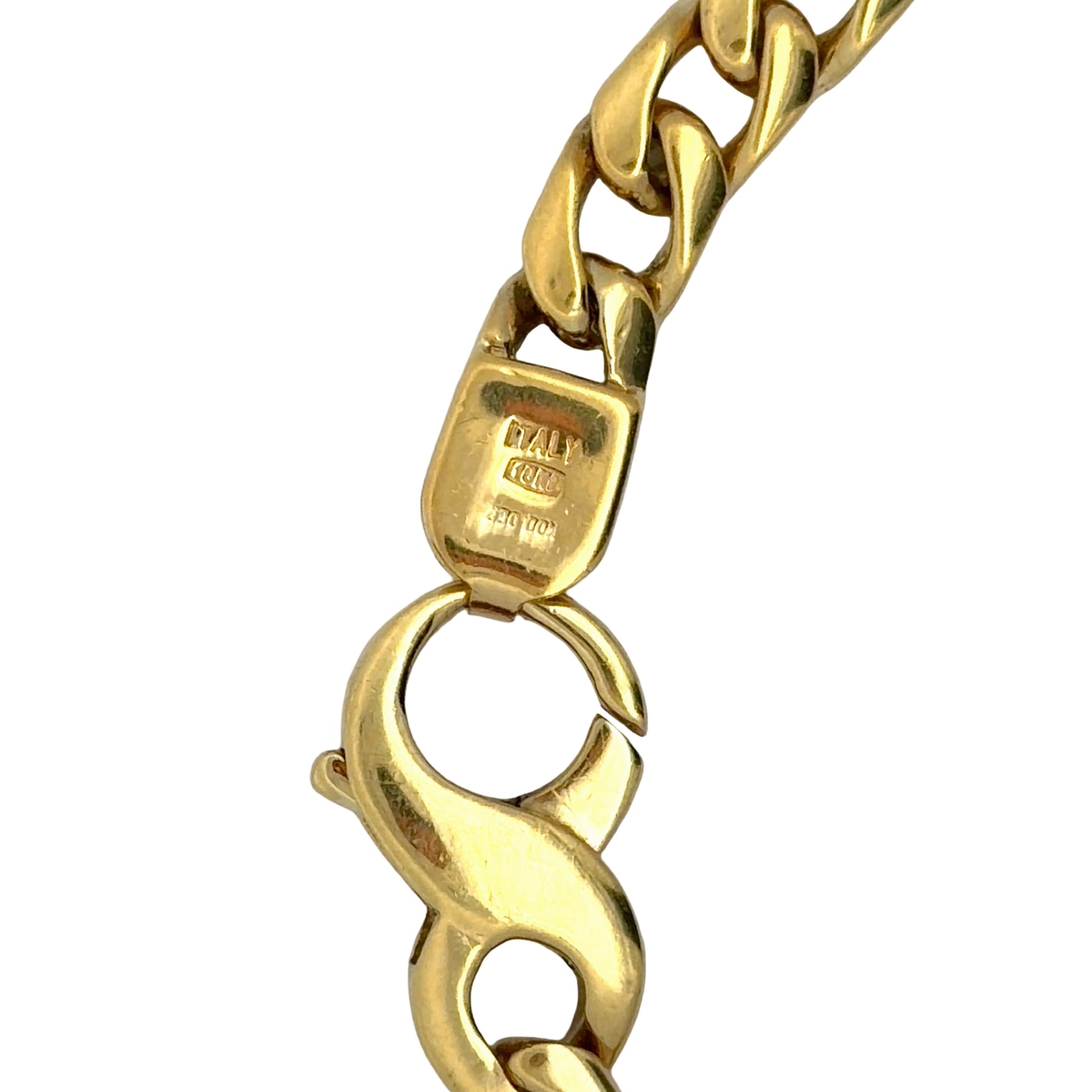 18K stamp on clasp on white background