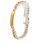 Gold ID bracelet on white background