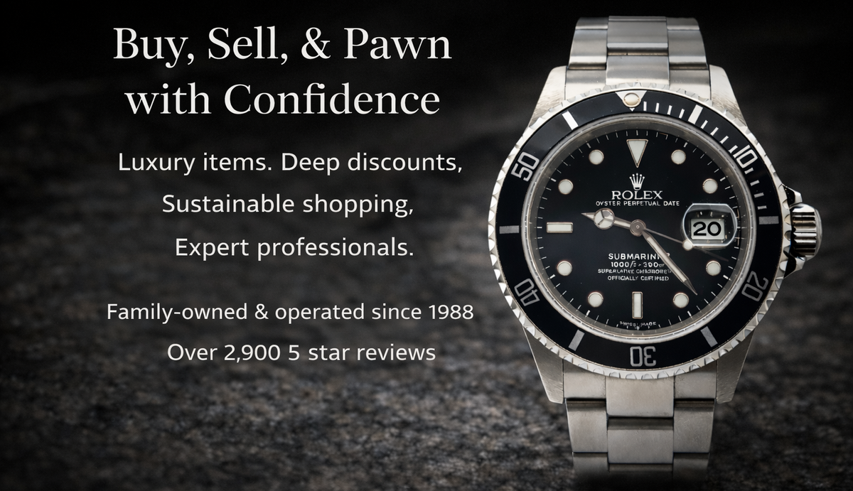 Rolex watch with promotional text on a dark background