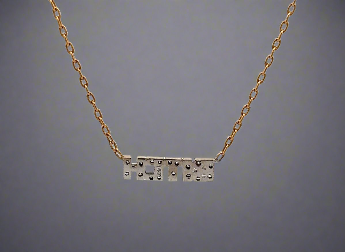 Back of necklace with 14K stamp