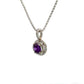 diagonal view of amethyst and diamond necklace