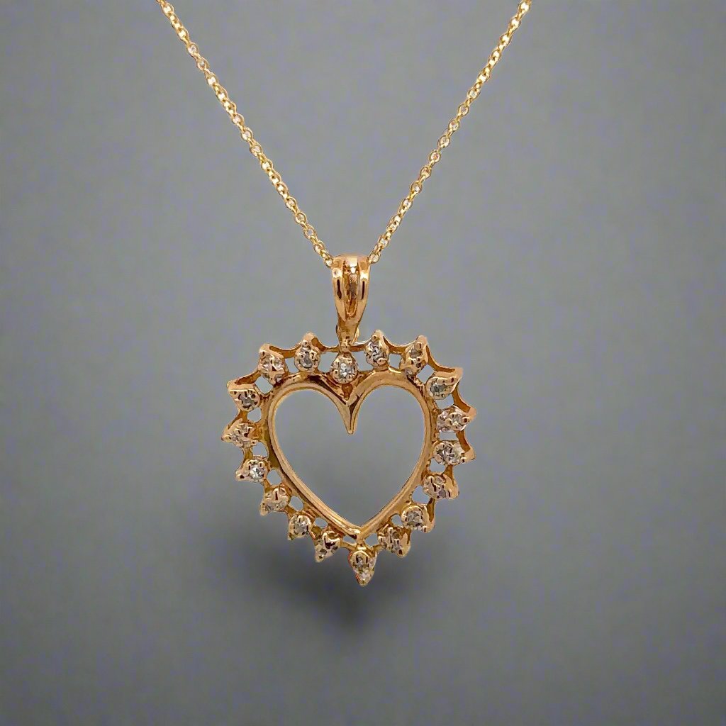 Open Heart Pendant 10k Yellow Gold Small Diamond buy Accent