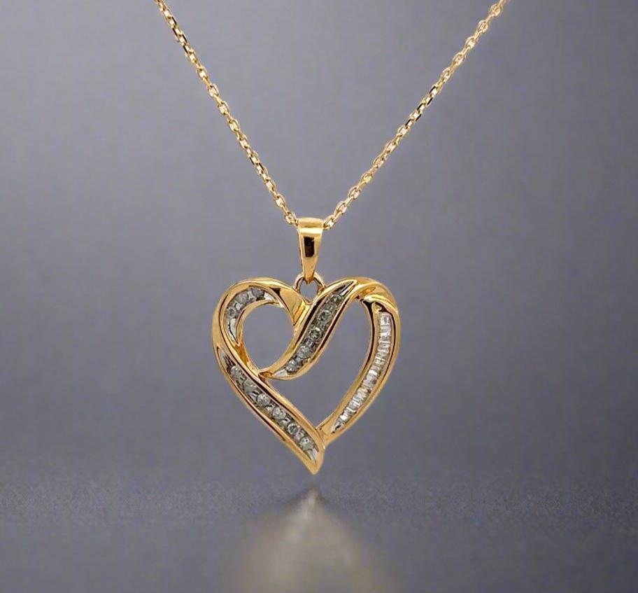 Front of diamond heart necklace