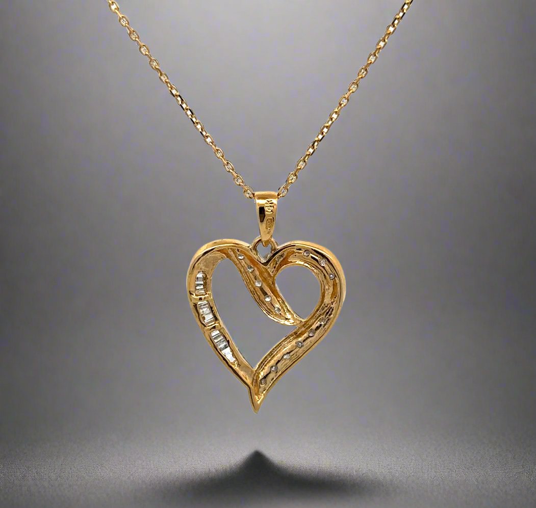 Back of heart necklace with 14K stamp on bail