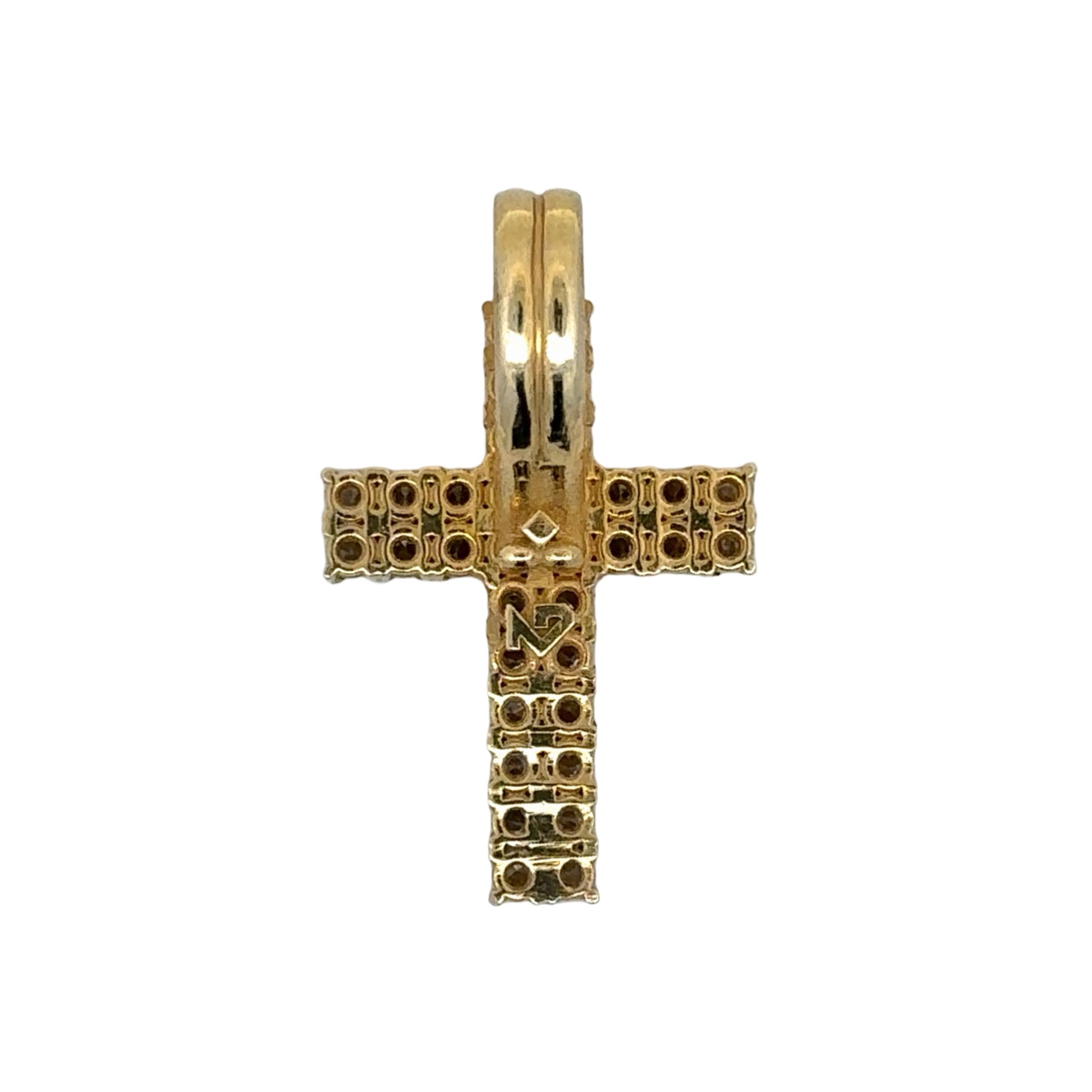 Back of gold cross pendant