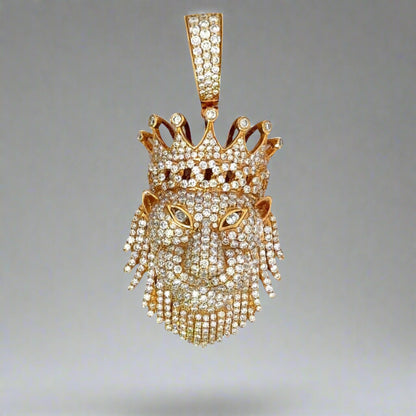 Front of diamond lion pendant with crown