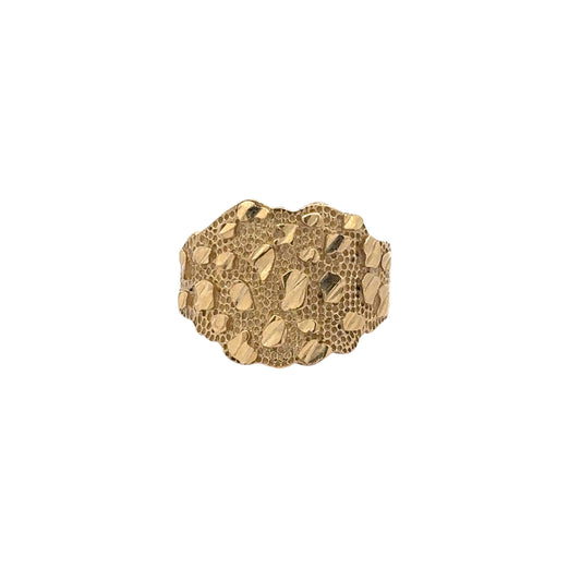 Front of yellow gold nugget ring 