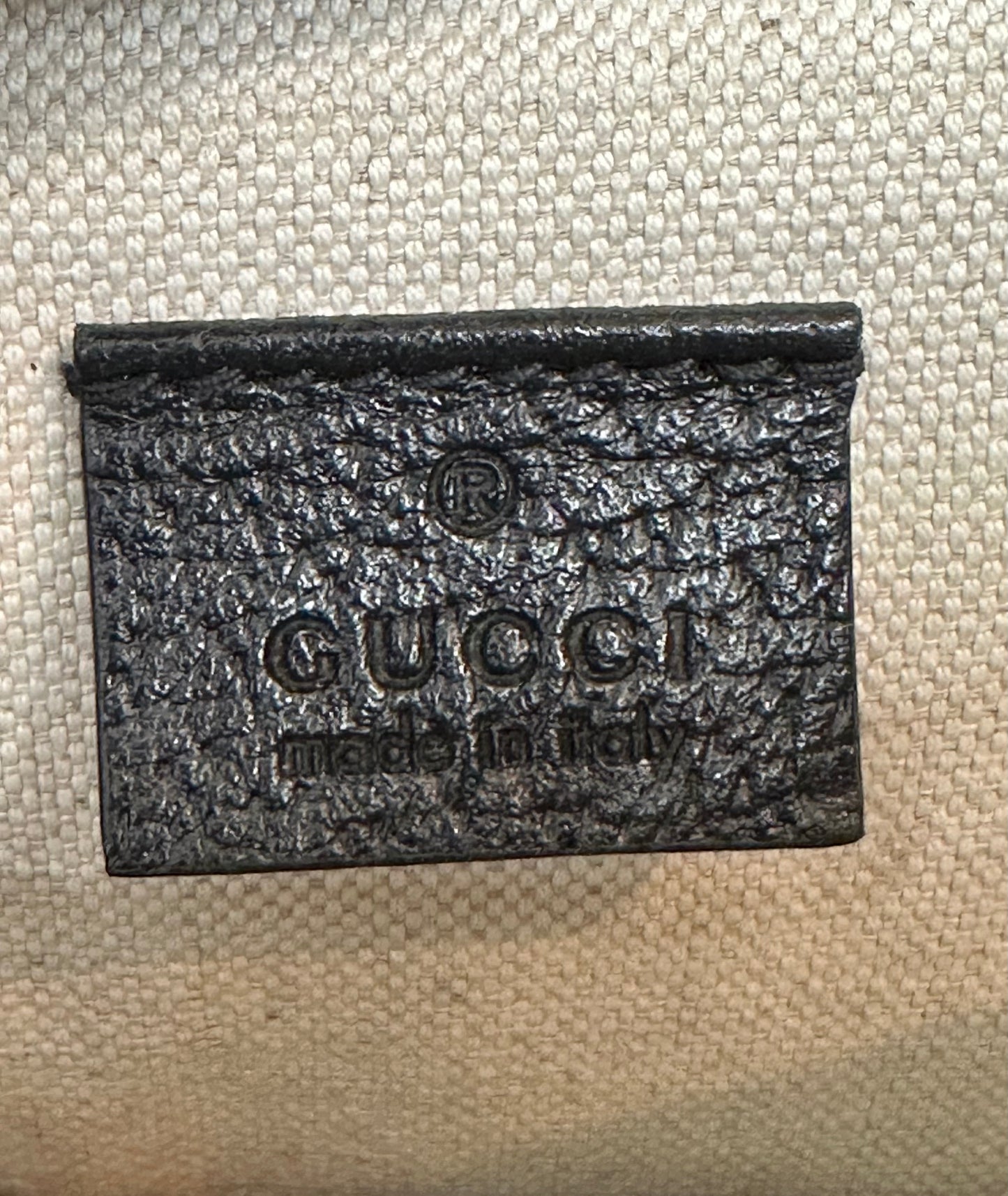 Close up of Gucci Leather tag