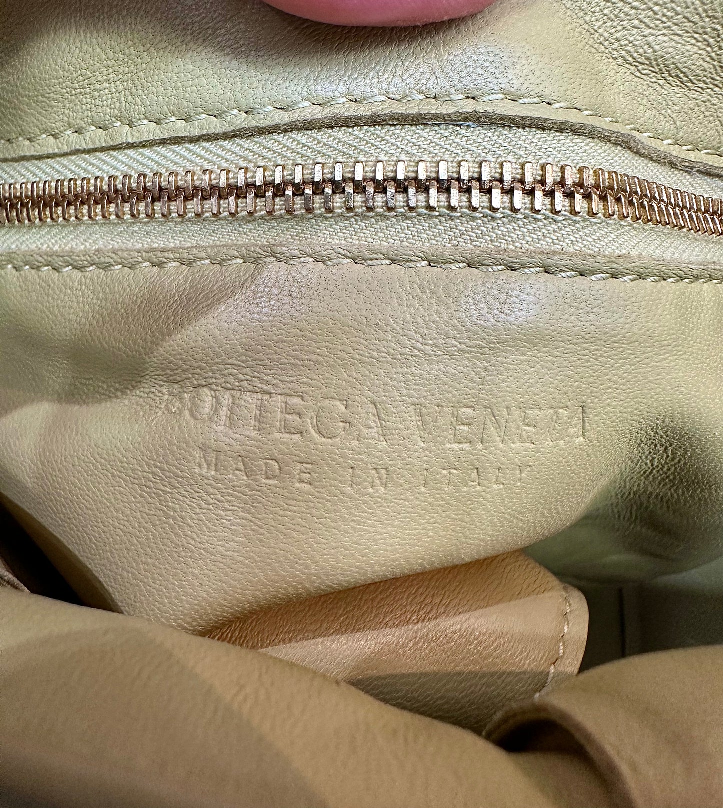 Bottega Veneta leather logo inside bag