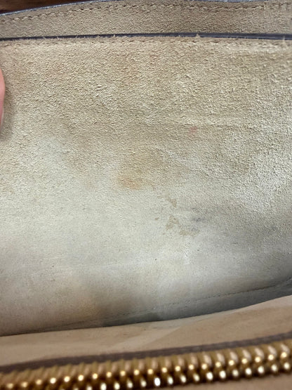 Close up of staining on suede interior