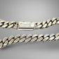 Silver chain bracelet with 'Essex' clasp on a gray background