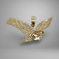 Gold eagle pendant on a gray background