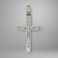 Diamond cross pendant on a gray background