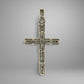 Back of diamond cross pendant on a gray background