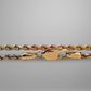 Yellow gold, rose gold, & white gold rope chain with 14K yellow gold clasp