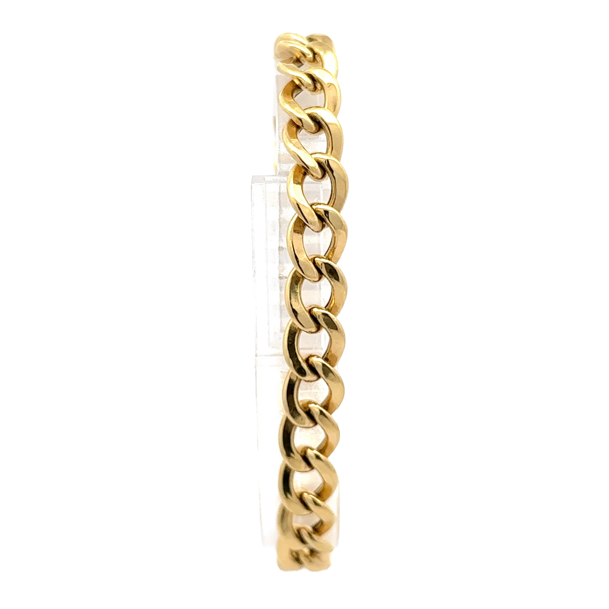Pictured: Front of the 10K yellow gold link bracelet.