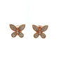 A pair of rose gold butterfly stud earrings with pavé-set round diamonds, shown on a plain white background.