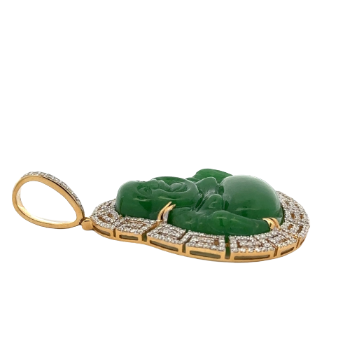 Side of the diamond jade buddha pendant.